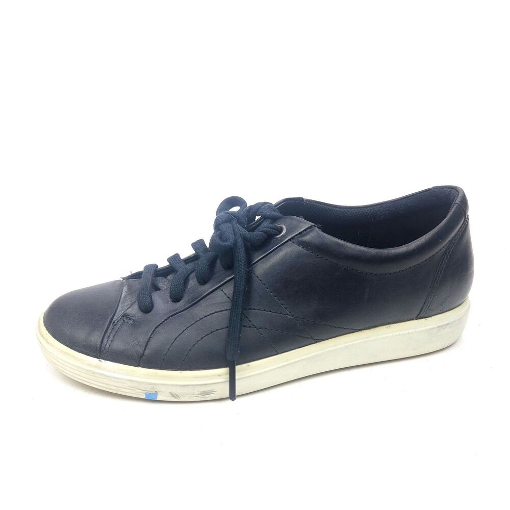 Ecco Soft 7 Shoes Size 39 8-8.5 Black Leather Walking Casual Sneaker